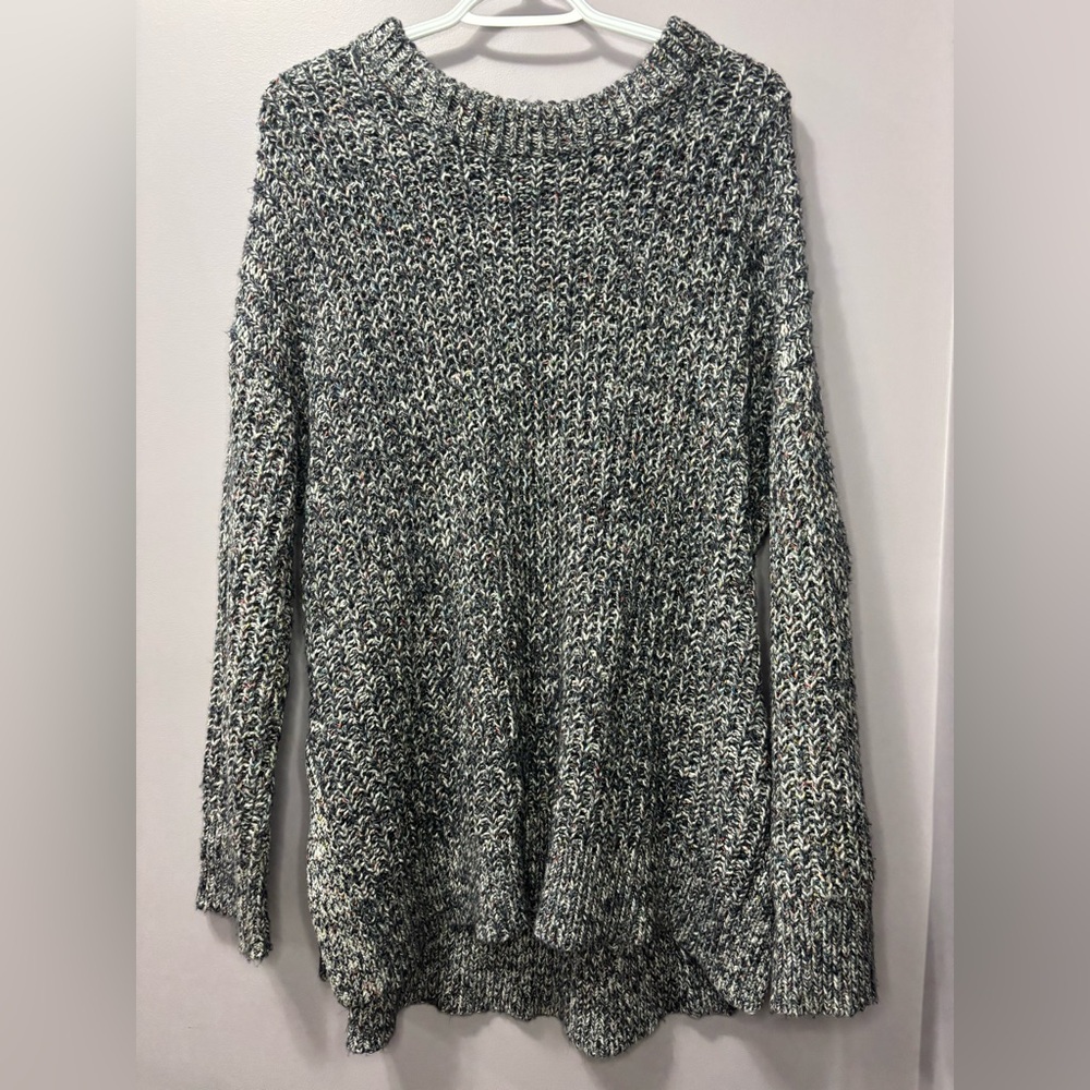 Aerie Oversized Marled Chunky Knit Sweater Gray Soze Small